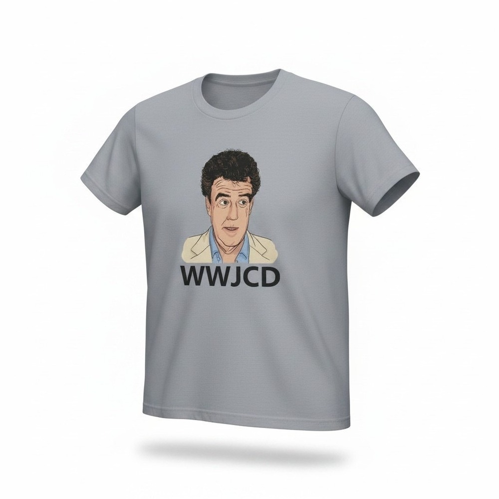 American Apparel Jeremy Clarkson WWJCD Top Gear Graphic T-Shirt Gray Mens L